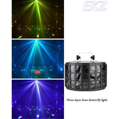 Stage lighting flash colorful butterfly light laser rotating led three-layer beam light pattern laser wedding bar party