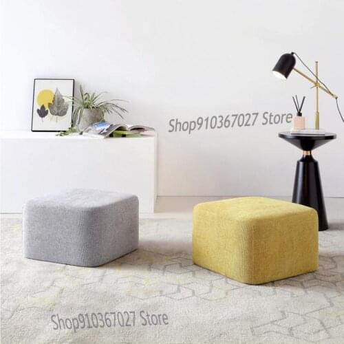 Nordic Creative Shoe Changing Stool Small Square Stool Casual Dressing Stool Living Room Fabric Low Stool Removable And Washable