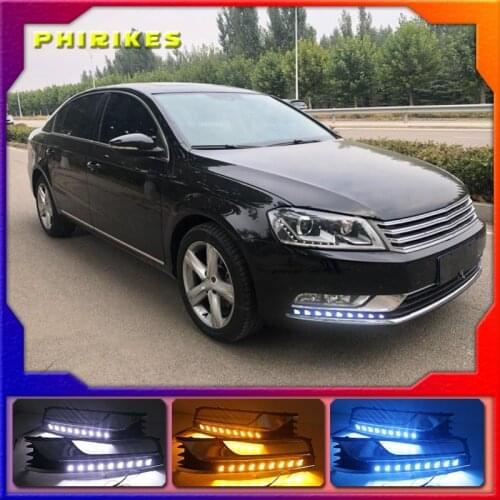 LED DRL daytime running light fog lamp for Volkswagen VW Passat B7 2012-2015, wireless switch control, dim control, turn signal