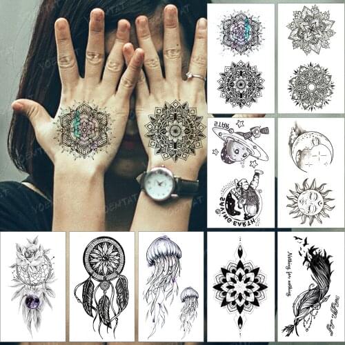 Waterproof Temporary Tattoo Sticker Color Flower Henna Black Tatoo Waist Arm Tatto Fake Tattoo Woman Man Child Flash Tattoos