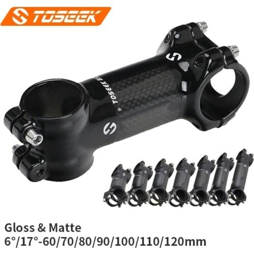 TOSEEK Carbon Bike Stem 6/17 Degree Carbon Fiber Stem Matte/gloss 3K 31.8mm Mtb Bicycle Stem Bicycle Accessories