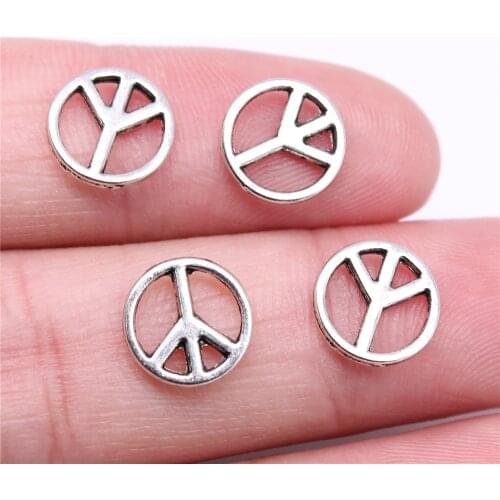 WYSIWYG 40pcs Charms 10x10mm Peace Symbol Charms For Jewelry Making DIY Jewelry Findings Antique Silver Color Alloy Charm
