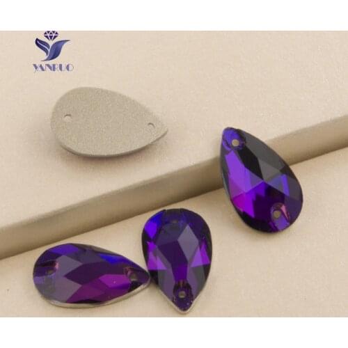 YANRUO 3230 Drop Purple Velvet Sew on Rhinestones Glass Sew Crystal Flatback Rhinestones Sewing Crystal Stones For Dress Clothes