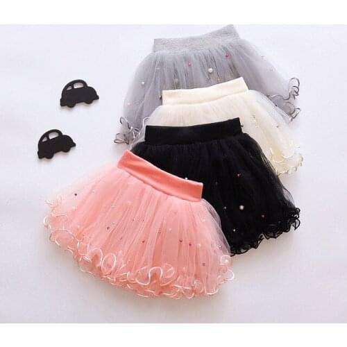 Girls Toddler Skirts High Quality Pleated Tutu Ballet Skirts Fashion Pearl Ball Gown Pettiskirts 2 3 4 5 6 Years Kids Skirt New