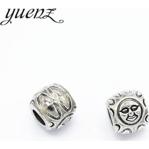 YuenZ 7pcs Spacer Beads Charms Antique Silver Color sun Big Hole Spacer Beads Charms Pendants For Bracelets Jewelry Making R207