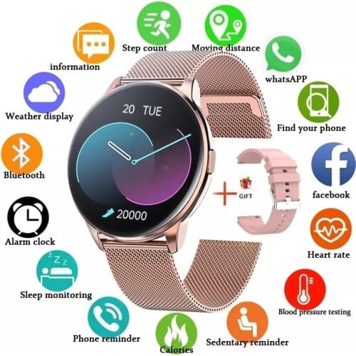 2021 Full Touch Smart Watch Women IP68 Waterproof Bracelet ECG Heart Rate Monitor Sleep Monitoring Sports Smartwatch For Ladies