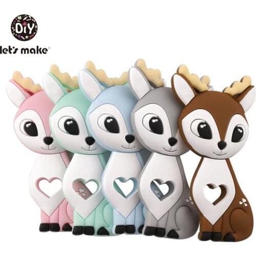 Lets Make 10pc Silicone Sika Deer Teether BPA FREE Children Training Toys Baby Dental Car Safe and Natural Nursing Pendant