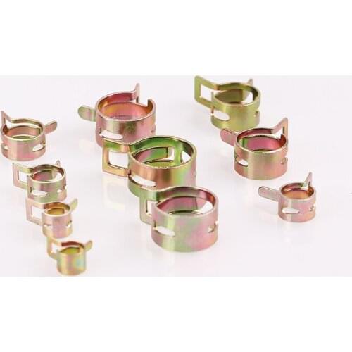 100Pcs 10Size 6-15mm Fuel Spring Clip Vacuum Silicon Hose Clamp Autos Autos Spring Clip Fuel Oil Water Hose Pipe Tube Clamp