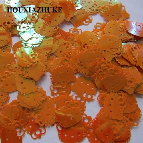 20*18 mm cat head shaped silver base orange sequins 1000 pcs per lot for handmade garment decoration