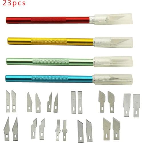 23 PCS Precision Hobby Knife Stainless Steel Blades for Arts Crafts PCB Repair Leather Films Tools Pen Multi Purpose Razor DIY