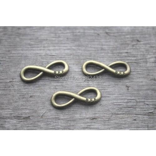 25pcs--Infinity Charms,Best friend forever Connector,BFF,B F F,Antique bronze infinity symbol Charm Pendants 9x24mm