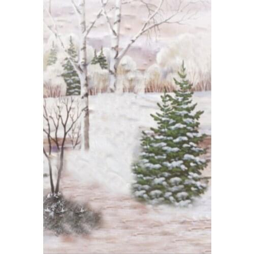 5x7FT Winter Wonderland Pine Trees Snow Field Custom Photography Studio Backgrounds Backdrops Vinyl 150cm x 220cm