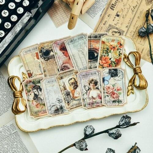 81pcs Vintage Oil Painting Journal Labels Paper Die Cuts for Scrapbooking Happy Planner/Card Making/Journaling Project