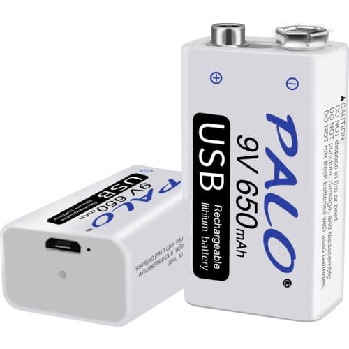 9V 6F22 Rechargeable Battery 650mAh Micro USB 9 Volt Lithium Li-ion 9v Batteries for Multimeter KTV Microphone Metal Detector