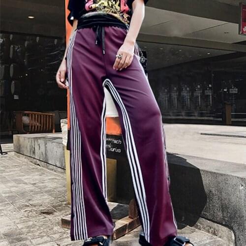 TREND-Setter Autumn Fashion High Waist Harakuju Pants Women Casual Split Button Trousters Loose