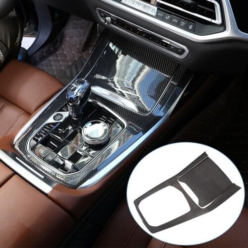 Real Carbon Fiber Gears Frame Cup Holder Gear Panel Covers Trim For BMW X5 G05 X7 G07 2019-2020 Interior Car Accessories