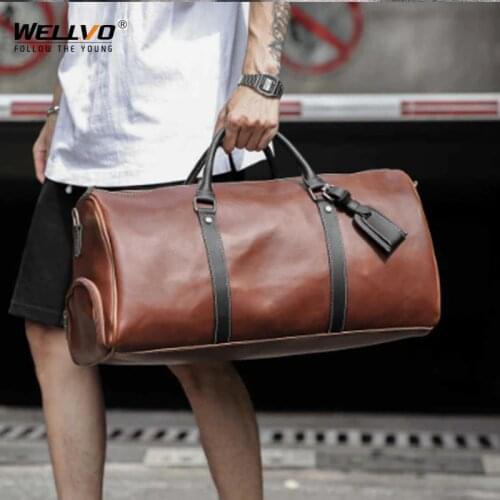 Retro Travel Luggage Bag For Men Portable Fitness Duffle Bag Large Capacity Shoe Storage Handbag Business Sac De Voyage XA230C