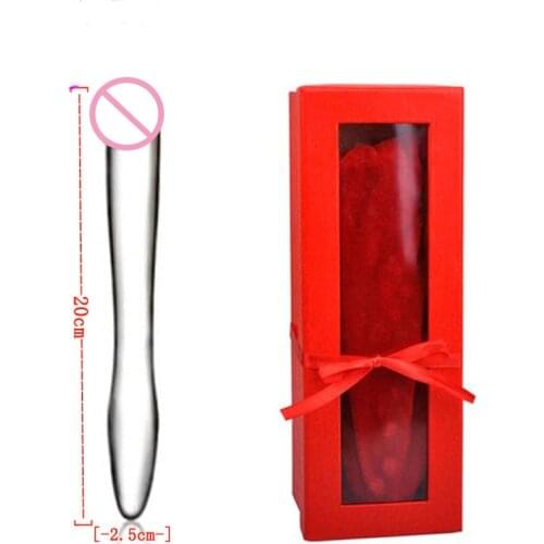 Double Head Huge Sheer Pyrex Glass Dildo Adult Sex Toys Crystal Fake Penis Anal Butt Plug Female Male Masturbation Sex Products
