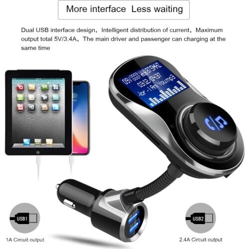 Siparnuo Bluetooth FM Transmitters QC 3.0 USB Quick Charger 2 USB Car Kit MP3 Player Handsfree TF USB Music Players FLAC BC26