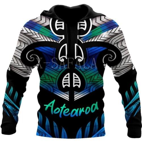 Aotearoa New Zealand Maori 3D Print Hoodies Men Women Harajuku Zipper Pullover Sweatshirt Unisex Casual Jacket Tracksuit