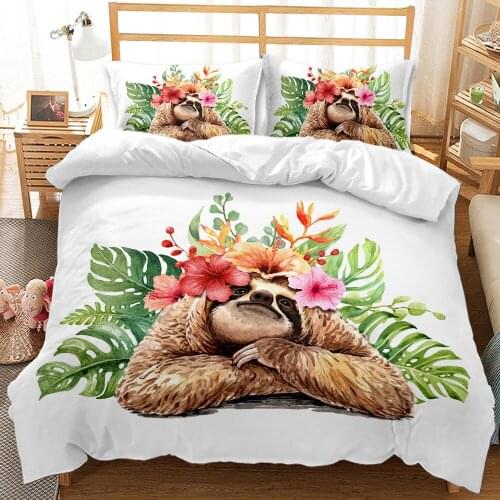 Cartoon Aniaml Bedding Set Cute Sloth Duvet Cover Soft Fabric Child Bedroom Bed Clothes Pillowcase For Kids Home Textile