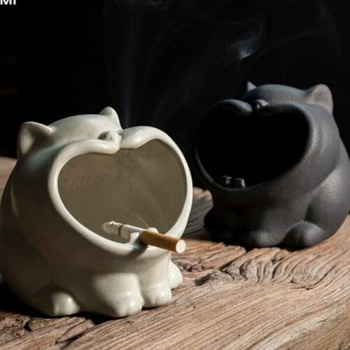 Creative cute cartoon cat ashtray ceramic household car fly ash windproof simple personality large ashtray LB031916 Cigar ashtry