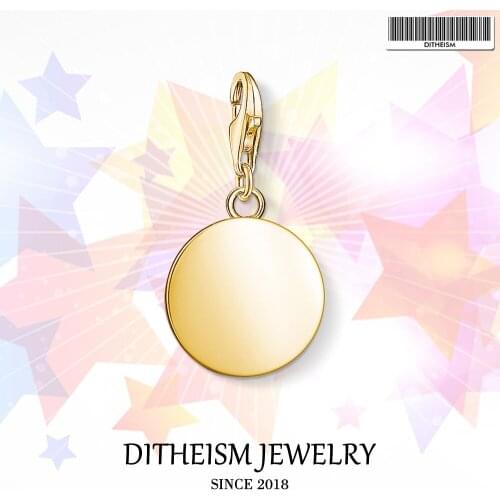 Round Gold Charms Pendant,2018 Fashion Jewelry 925 Sterling Silver Bohemia Gift For Women Girls Fit Bracelet Necklace Bag