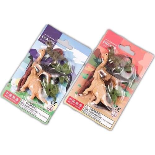 2 Boxes/Lot Dinasour Zoo Eraser Brachiosaur Shaped Pencil Eraser Armor Dinasour Erasable Tools for School Drawing Pencils
