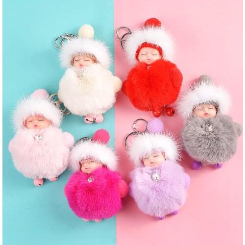 Cute Plush Keychain Sleeping Baby Doll Keychain Kids Toys Soft Kawaii Keychain Kpop Accessories Bag Pendant Line Friends Gifts