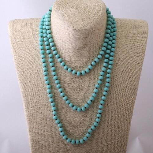 MOODPC Fashion Jewelry Long A Crystal knotted Halsband 5X8 Glass Crystal Necklace