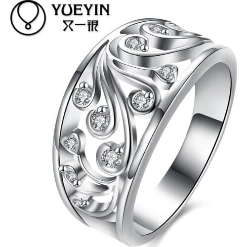 Fashion jewelry Womens silver plated rings wedding ring couple rings Classic Cute Factory price New Design heart shape