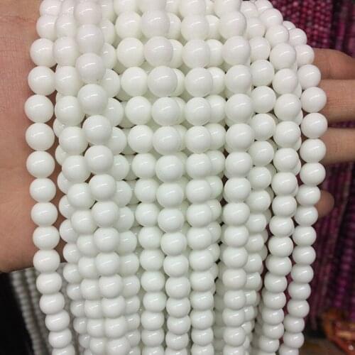 Fashion white natural porcelain 4mm 6mm 8mm 10mm 12mm 14mm stone round loose beads charms diy jewelry making 15inch B512