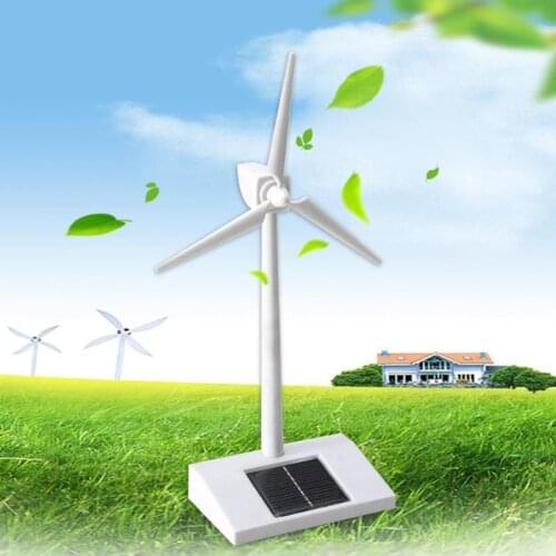 Solar Powered 3D Windmill Assembled Model Education Fun Kids Toy Gift Wind Turbine White for Kids Children Toys