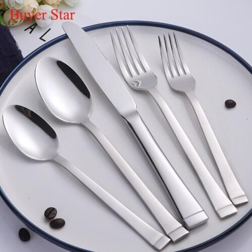 5 Pcs/Set Dinnerware Set Stainless Steel Tableware Sliver Cutlery Set Silver Dinner Knife Fork Tablespoon Dinnerware Set