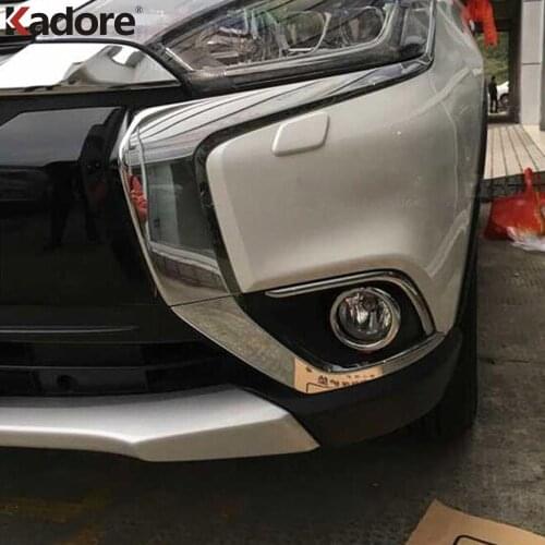 Front Fog Light Cover Trim For Mitsubishi Outlander 2016 2017 ABS Chrome Foglight Lamp Frame Stickers Car Styling Accessories
