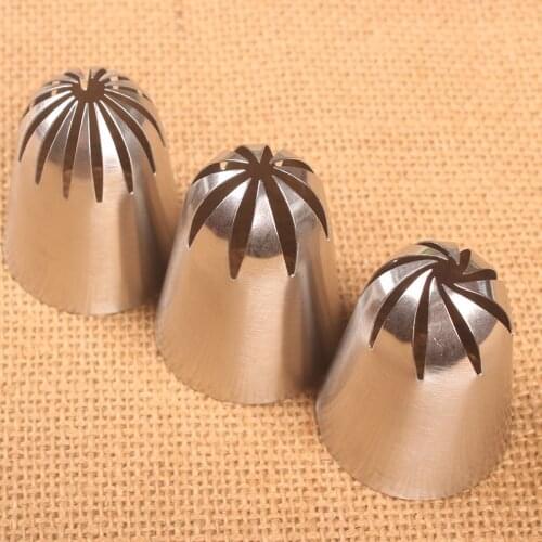 3Pcs Large Rose Cream Cake Russian Nozzles Leaves Stainless Steel Icing Piping Tips Set Coupler Cupcake Decorating Baking Tools