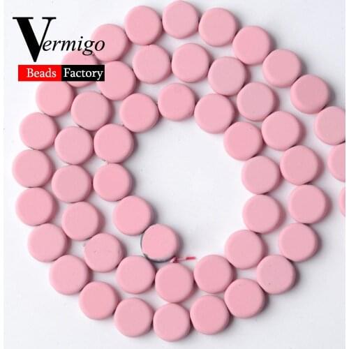 Natural Stone Round Pie Pink Nanotech Rubber Hematite Beads For Jewelry Making 8mm Spacer Beads Diy Bracelets Accessories 15"