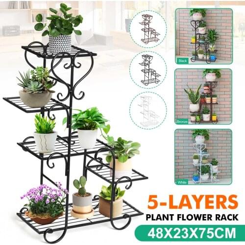 NEW Iron Flower Shelf Balcony Flower Pot Shelf Multi-layer Indoor Living Room Rack Pot Rack European Five-layer Plant Stand
