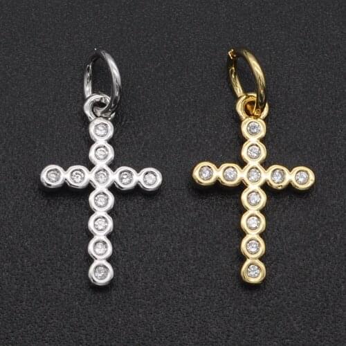 17x9mm 100% CZ Zircon DIY Jewelry Cross Charm Pendant Wholesale Necklace Making Charms Fashion Jewellery Pendants