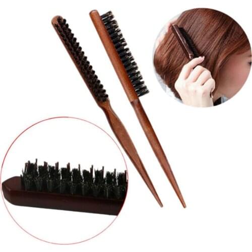 1pc Fluffy Comb Wood Handle High Quality Natural Boar Bristle Hair Brush Barber Hairdressing Hair Styling Tools