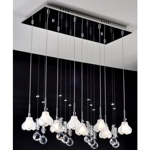 Modern G4 LED Luxury crystal lamps European flower glass crystal droplight Restaurant stair crystal lamps Free shipping