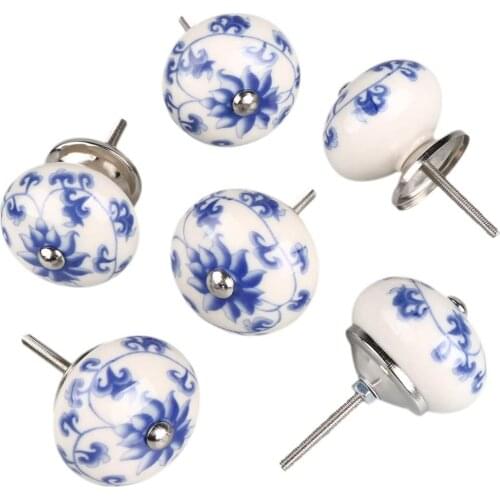 Vintage Shabby Knobs Floral Hand Painted Ceramic Pumpkin Cupboard Wardrobe Cabinet Drawer Door Handles Pulls Knob