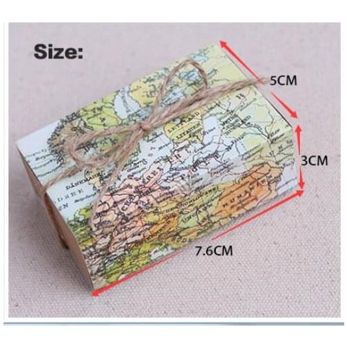 "Around the World" Map Favor Box for traveling theme wedding decoration gift box and Kraft box Party candy box 1000 PCS/lot