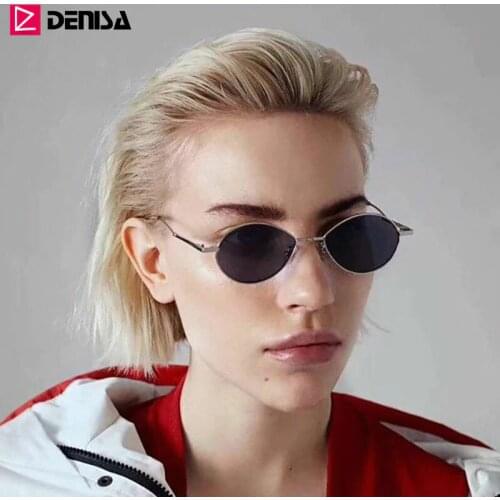 DENISA Vintage Water Drop Sun Glasses Designer Brand Luxury Women Glasses Small Oval Sunglasses Yellow Shades For Women G31064