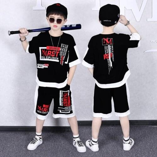 1-14 Years Kids Tracksuit For Boys Girls Summer Hip-hop Clothing Sets Teenage Boys Cotton Short Sleeve T-shirt & Shorts Outfits
