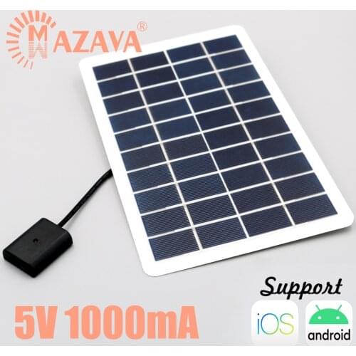 1Pcs 5V 5W 1000mA Solar Battery Solar Panel Solar Power Bank Battery USB Powerbank Portable