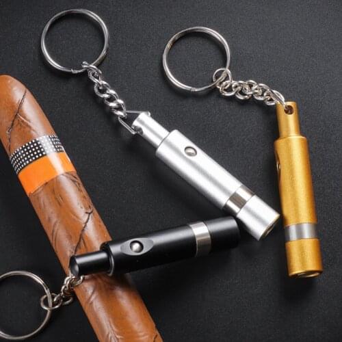 1pcs Cigar Punch Cigar Cutter Blade Key Ring Chain Pendant Draw Hole Opener Cutters Cohiba Gadgets Pocket Cutting 3 Colors
