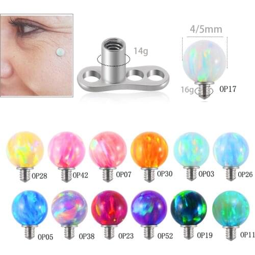 1PC Opal Ball Dermal Anchor Top Piercing Skin Diver Surface Ring Micro Retainers&Hide-it In Body Implant with Base Stud Piercing
