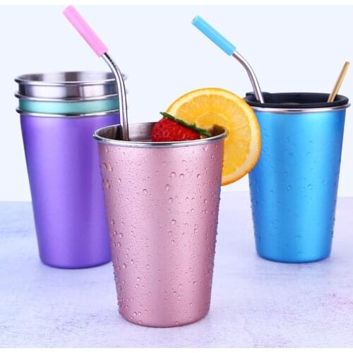 1Pcs 500ML Stainless Steel Cups 16oz Tumbler Pint Glasses Metal Cups Wine Glass Coffee Tumbler Tea Milk Mugs Outdoor Travel new