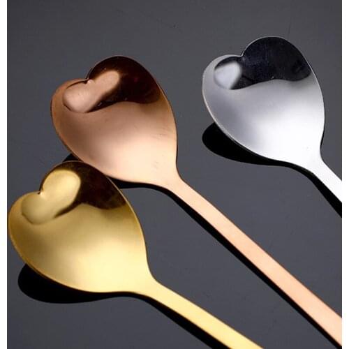Stainless steel heart-shaped 10 pieces coffee spoon kitchen accessories dessert sugar stirring spoon teaspoon tableware